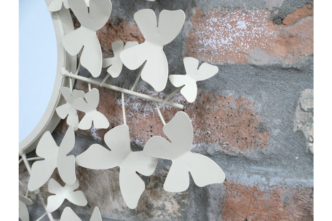 Cream metal butterfly mirror