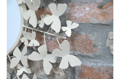Cream metal butterfly mirror
