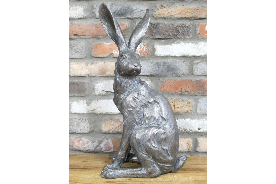 Large Sitting hare in grey statue indoor or outdoor