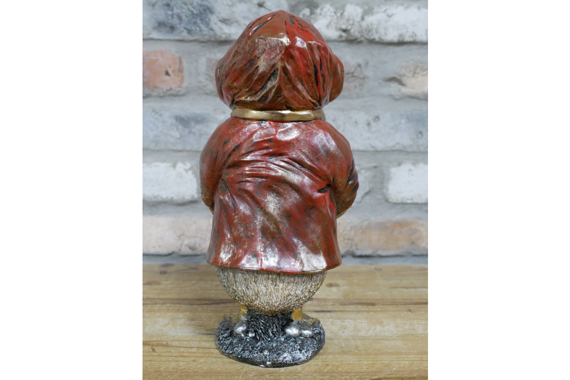 Duck in a red coat statue