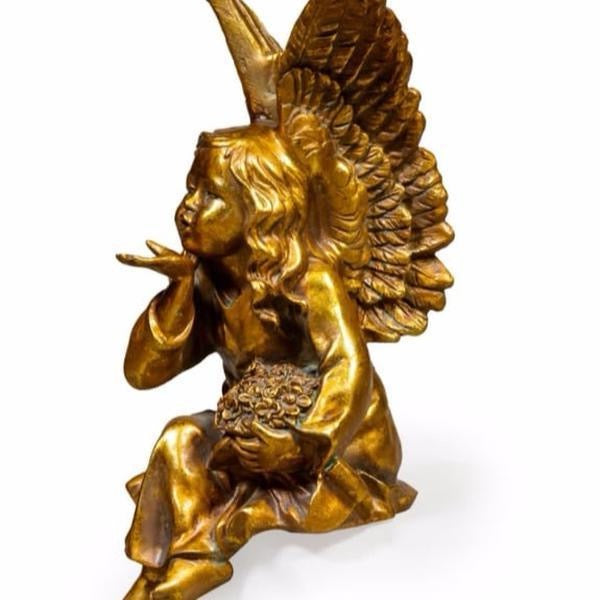 Gold angel statue for a shelf or bookcase