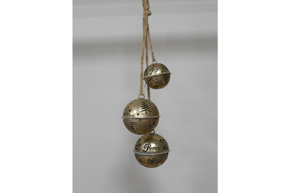 Set of 3 hanging Bells in gold