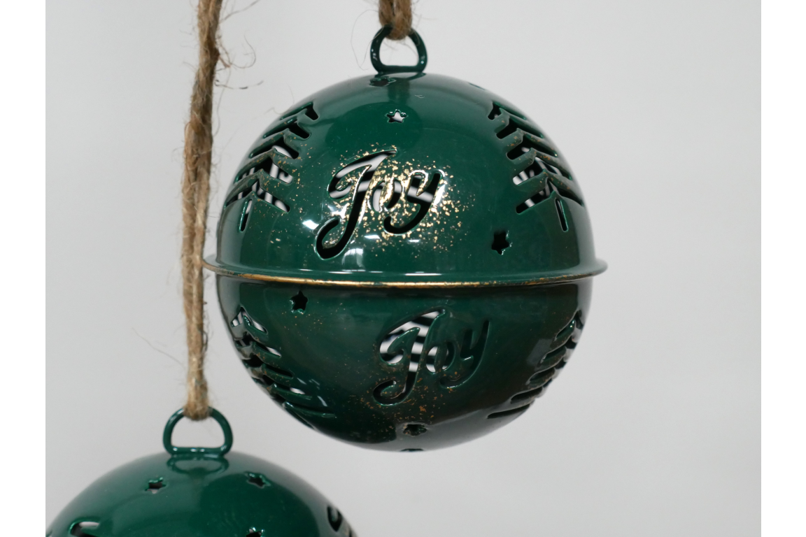 Set of 3 hanging Bells in green