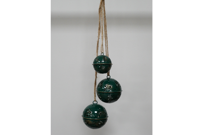 Set of 3 hanging Bells in green