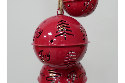 Set of 3 hanging Bells in red