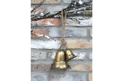 Hanging Double Gold Christmas Bells