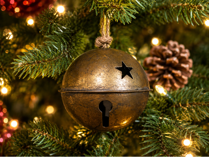 Rustic Hanging Gold Christmas Bell