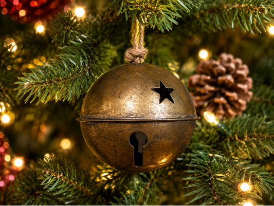Rustic Hanging Gold Christmas Bell