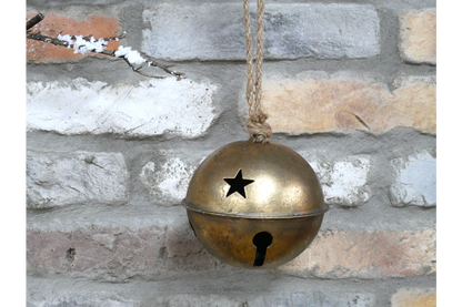 Rustic Hanging Gold Christmas Bell