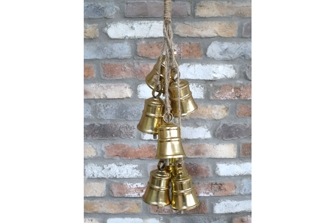 Hanging Cluster of Gold Christmas Bells