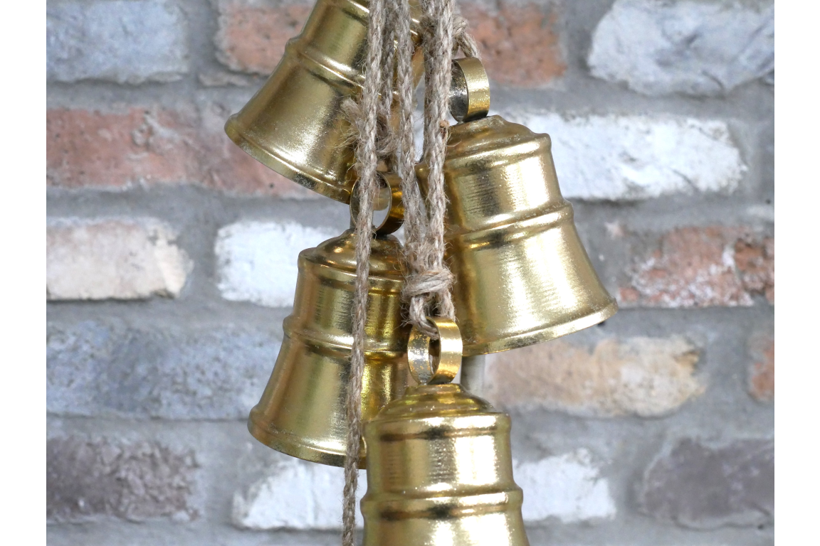 Hanging Cluster of Gold Christmas Bells
