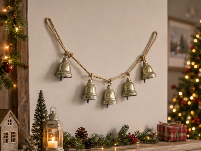Gold Christmas Bell Garland