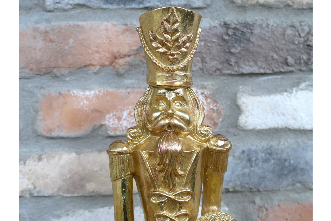 Large Gold Nutcracker Soldier with wreath