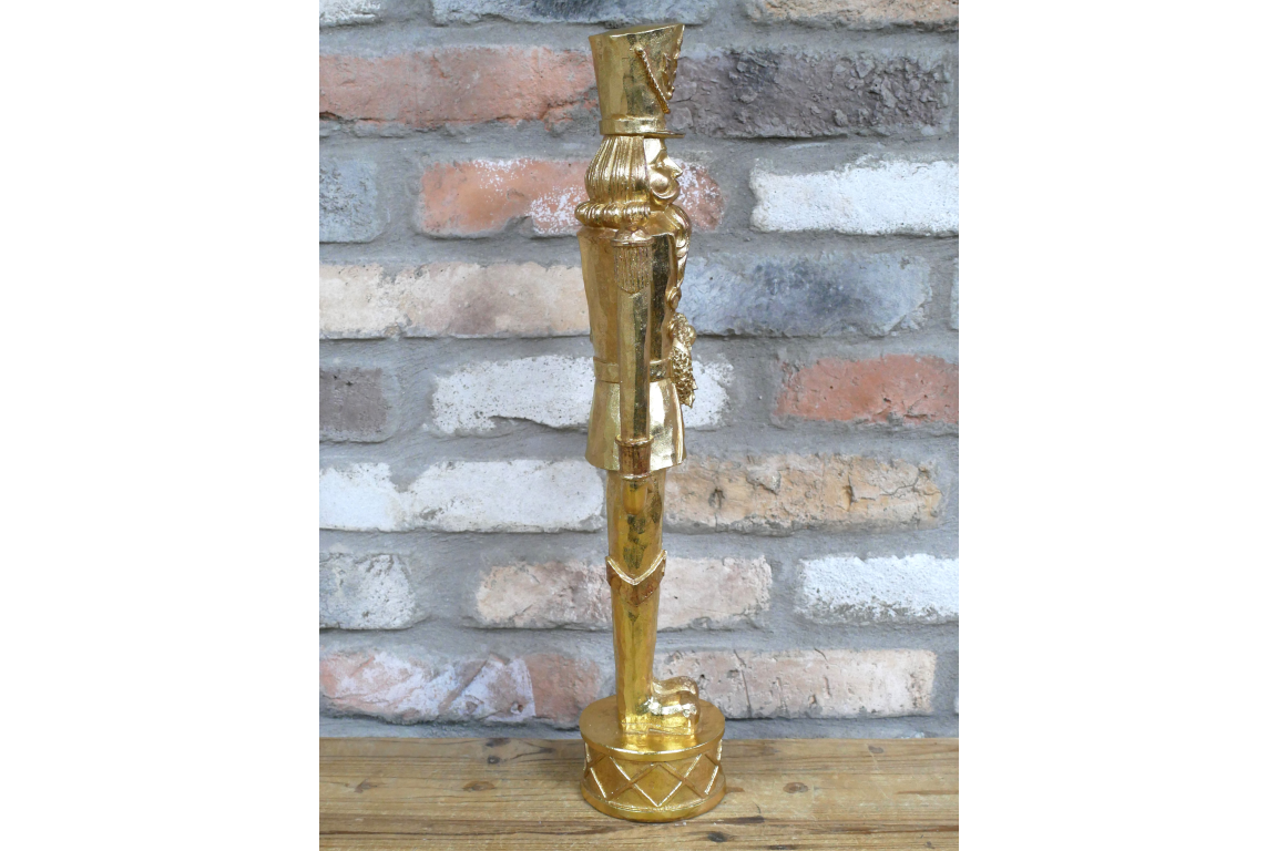 Large Gold Nutcracker Soldier with wreath