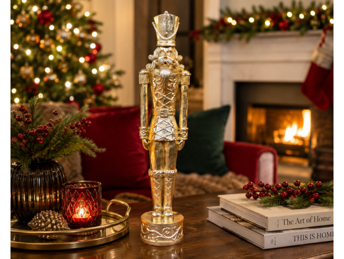 Large Gold Nutcracker Soldier with arms down