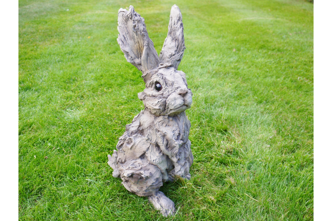 Beautiful rabbit statue for home or garden wood effect made from resin