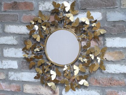 Gold metal butterfly mirror