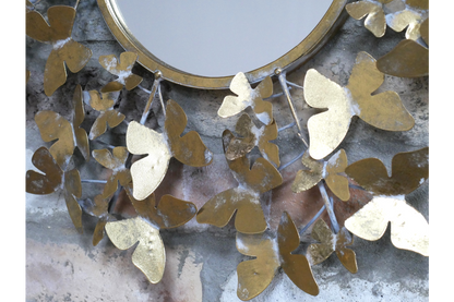 Gold metal butterfly mirror