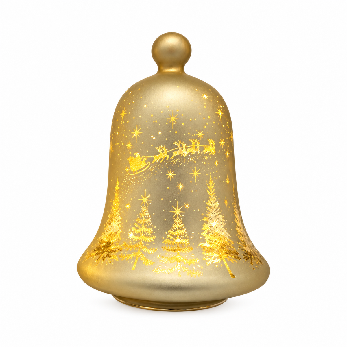 Gold LED Reindeer Bell – 21cm