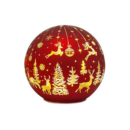 Red LED Reindeer Ball – 12cm