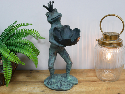 Playful Standing Frog Bird Feeder for the garden