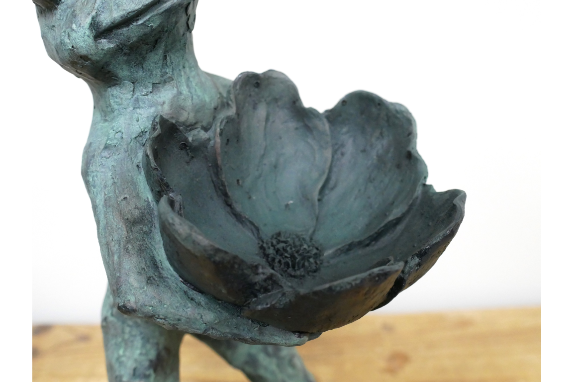 Playful Standing Frog Bird Feeder for the garden