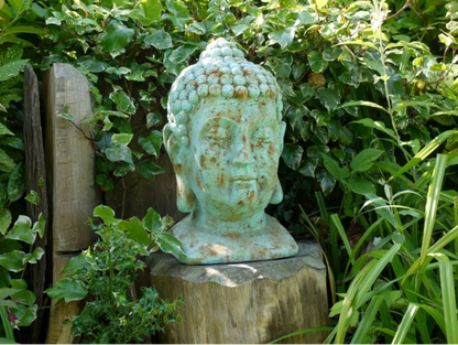 Large green Buddha head for indoor or outdoor