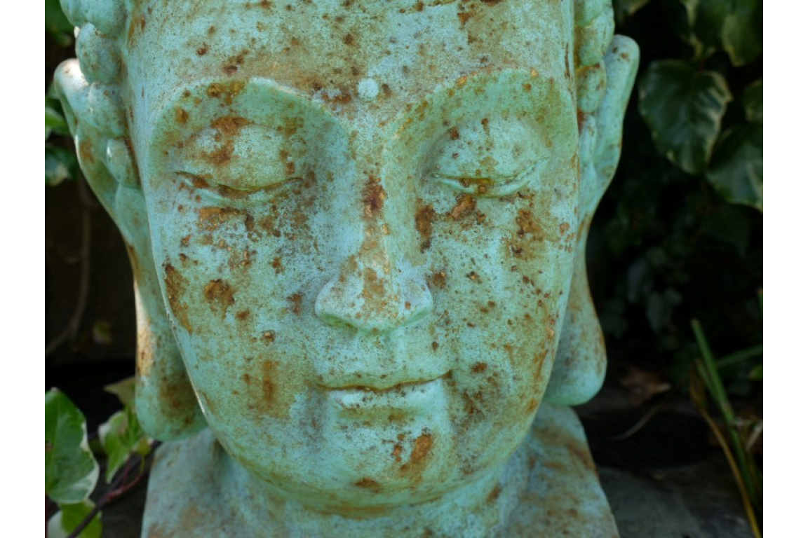 Large green Buddha head for indoor or outdoor