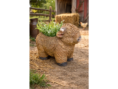 large highland cow planter