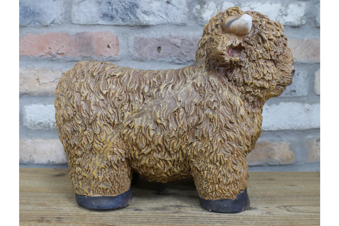 large highland cow planter