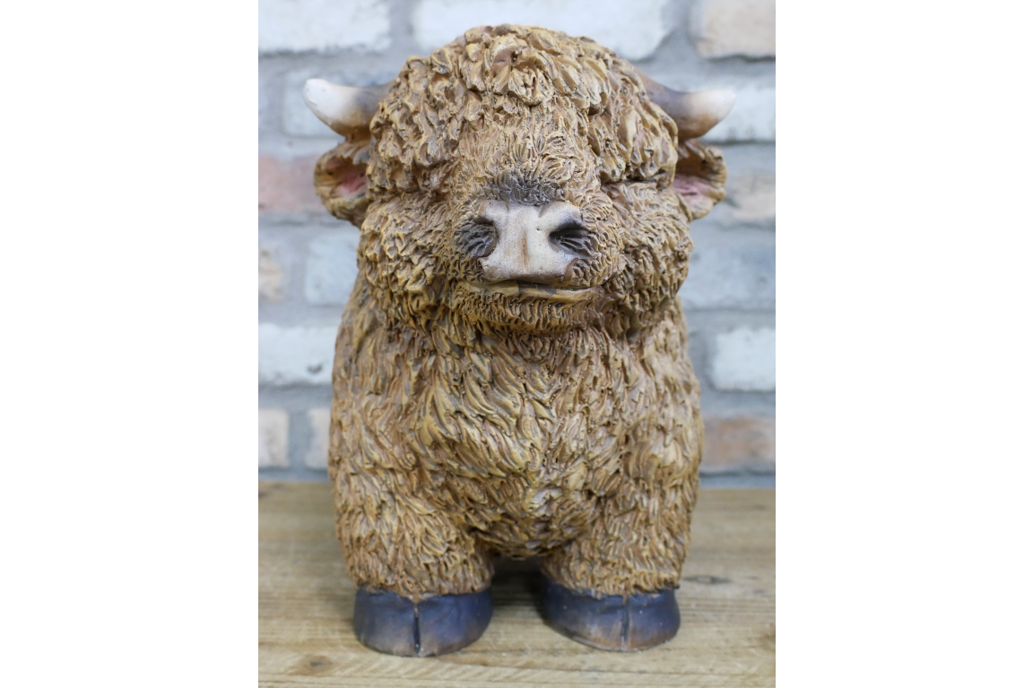 large highland cow planter