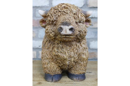 large highland cow planter