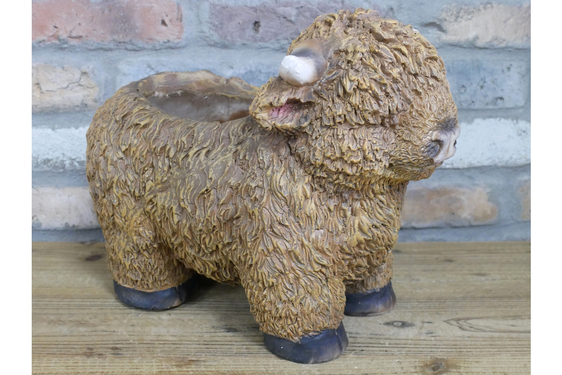 large highland cow planter