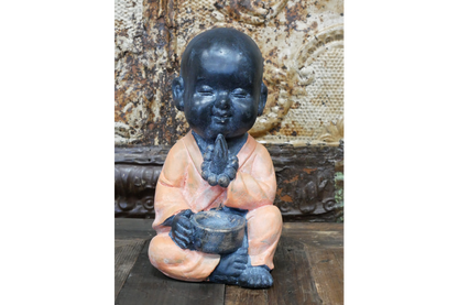Sitting Monk  praying Buddha in orange Indoor or outdoor statue