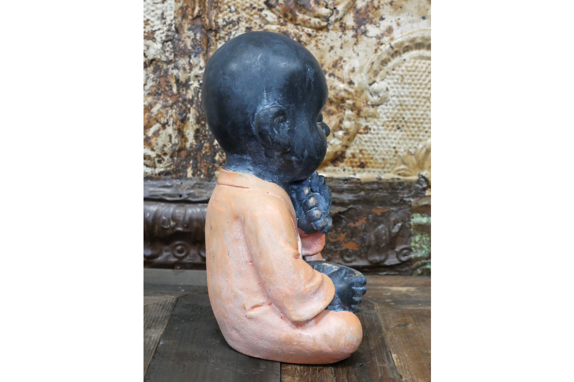 Sitting Monk  praying Buddha in orange Indoor or outdoor statue