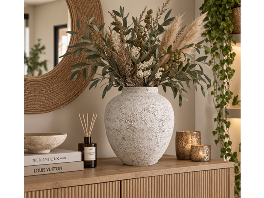 Textured Stone Effect Metal Vase – 28cm