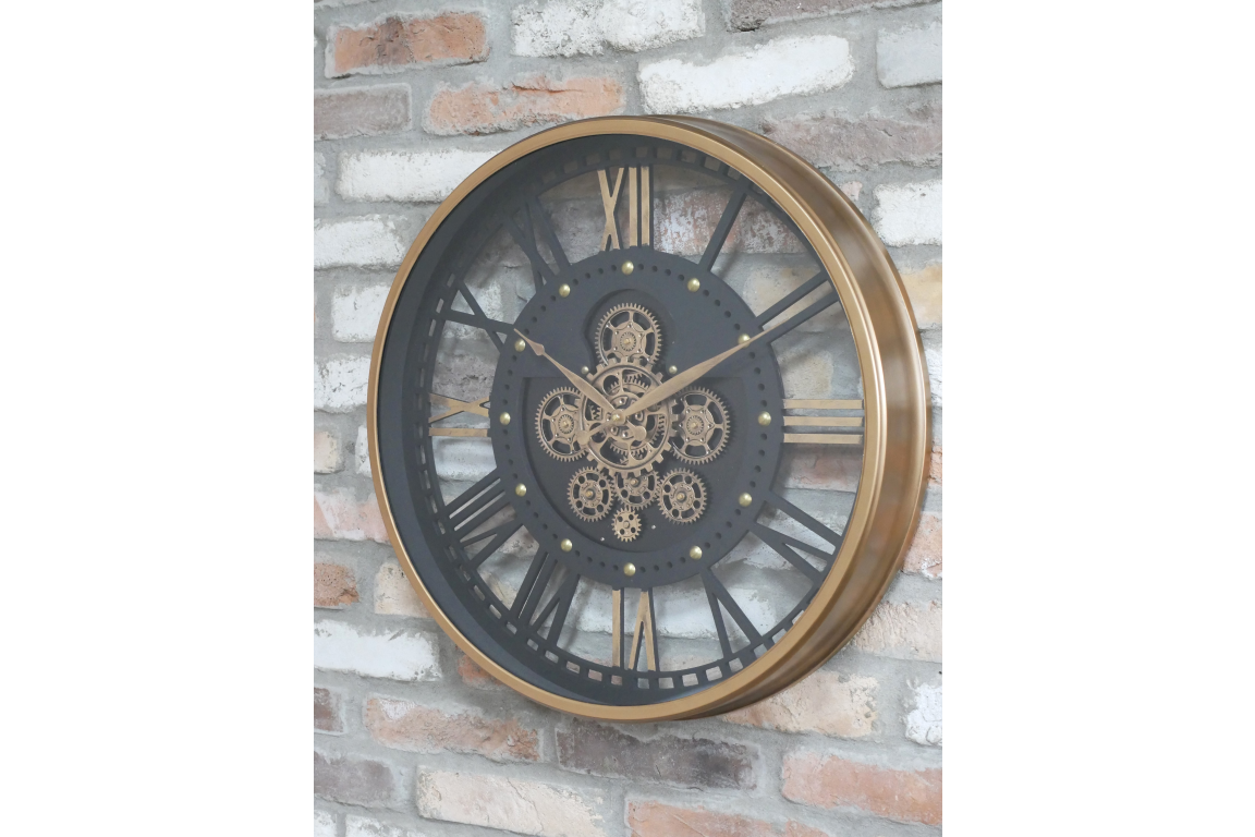 Round Gold Metal Cog Clock - 60 x 60cm