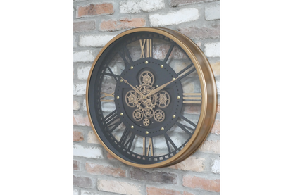 Round Gold Metal Cog Clock - 60 x 60cm