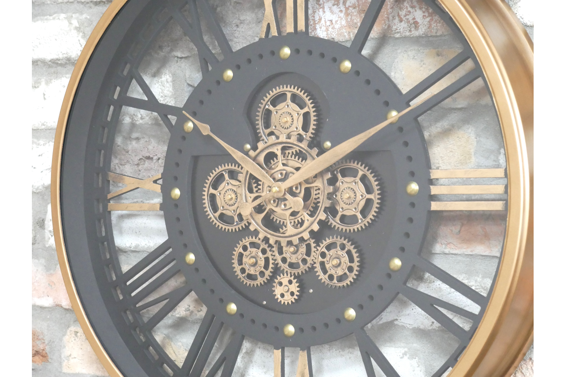 Round Gold Metal Cog Clock - 60 x 60cm
