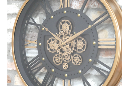 Round Gold Metal Cog Clock - 60 x 60cm