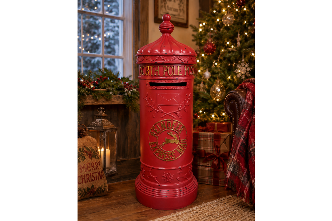 Red North Pole Christmas Post Box