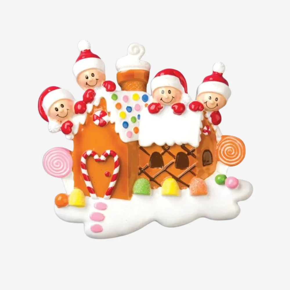 family Gingerbread House Christmas Decoration personalised various family sizes