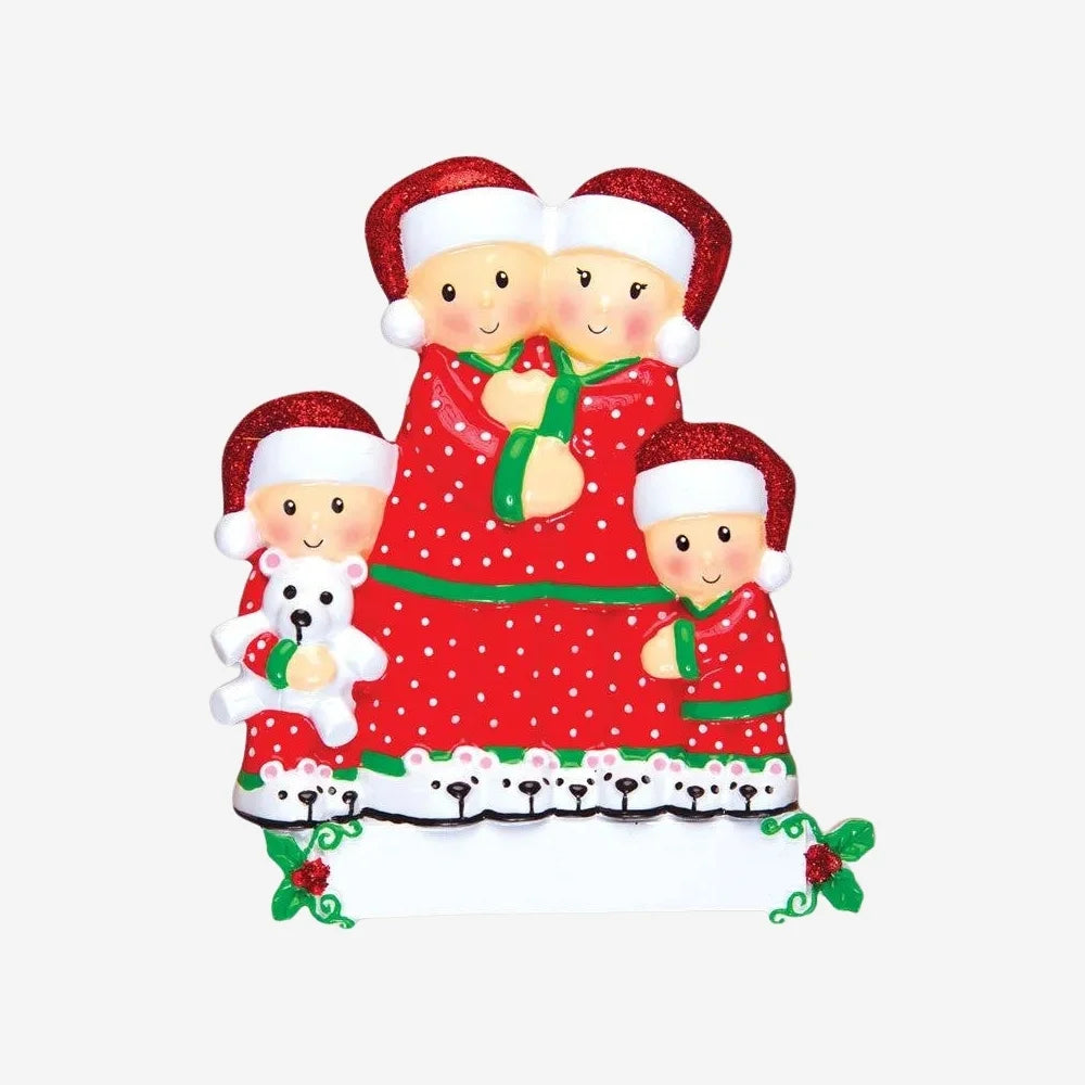 Family in Pyjamas Christmas Decoration personalised various family sizes available