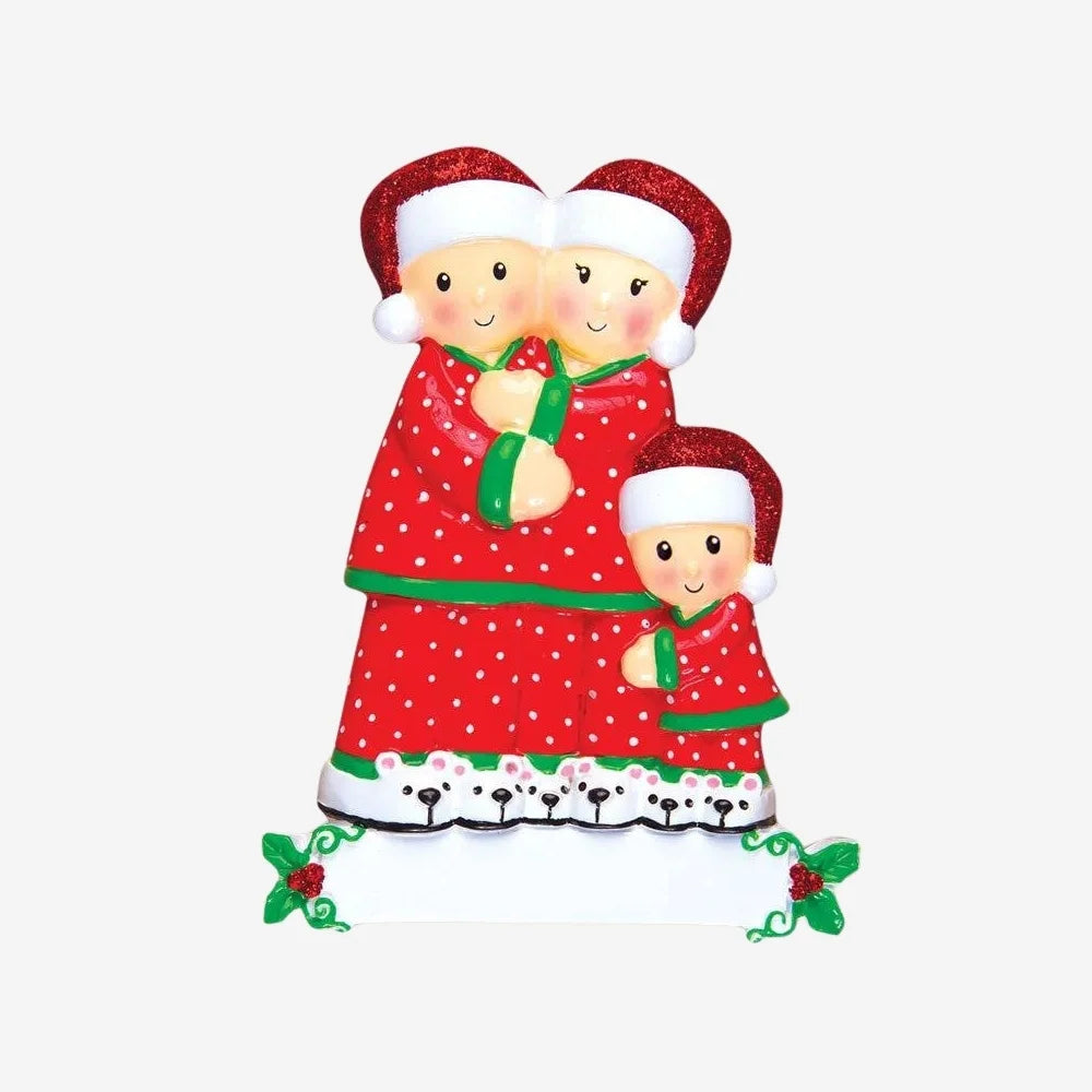 Family in Pyjamas Christmas Decoration personalised various family sizes available