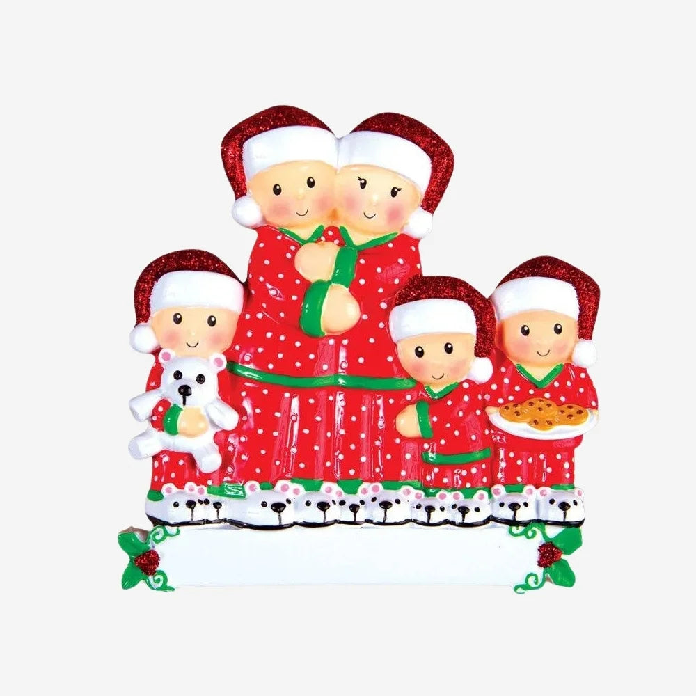 Family in Pyjamas Christmas Decoration personalised various family sizes available