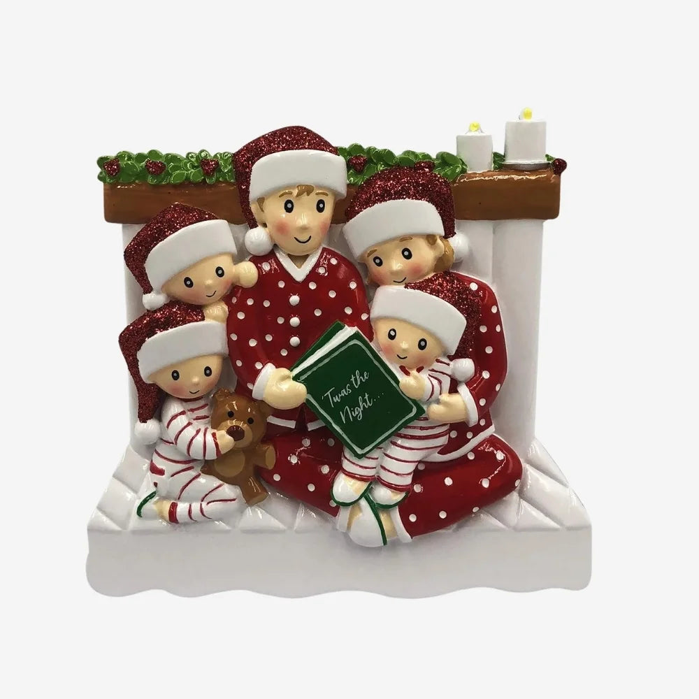 Family on the Bed  personalised Christmas Decoration various family sizes