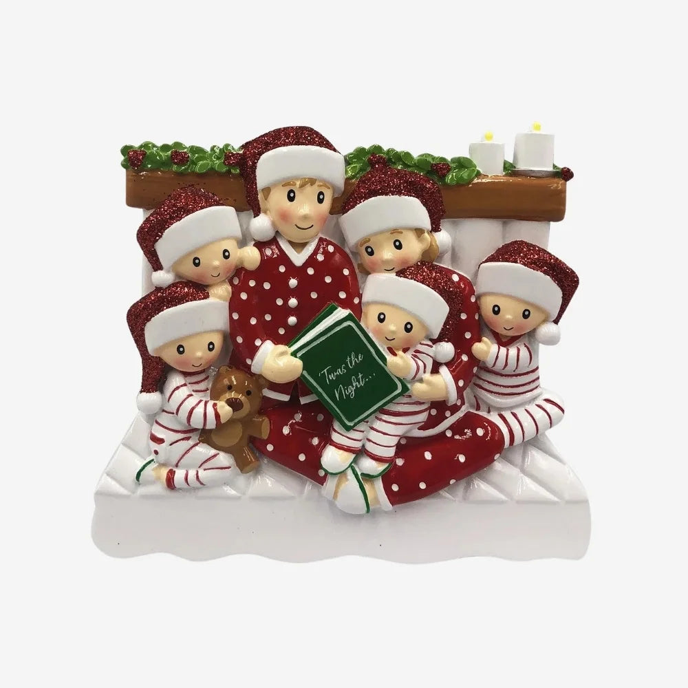 Family on the Bed  personalised Christmas Decoration various family sizes