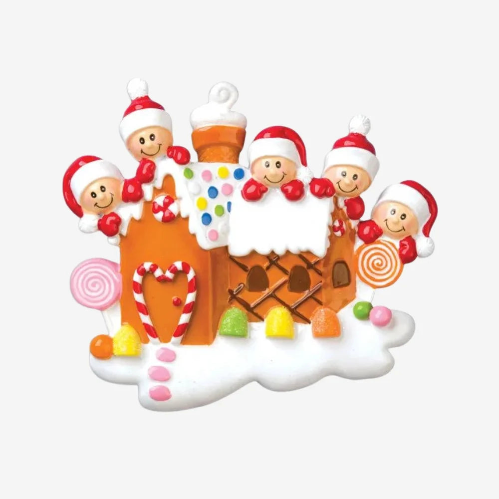 family Gingerbread House Christmas Decoration personalised various family sizes