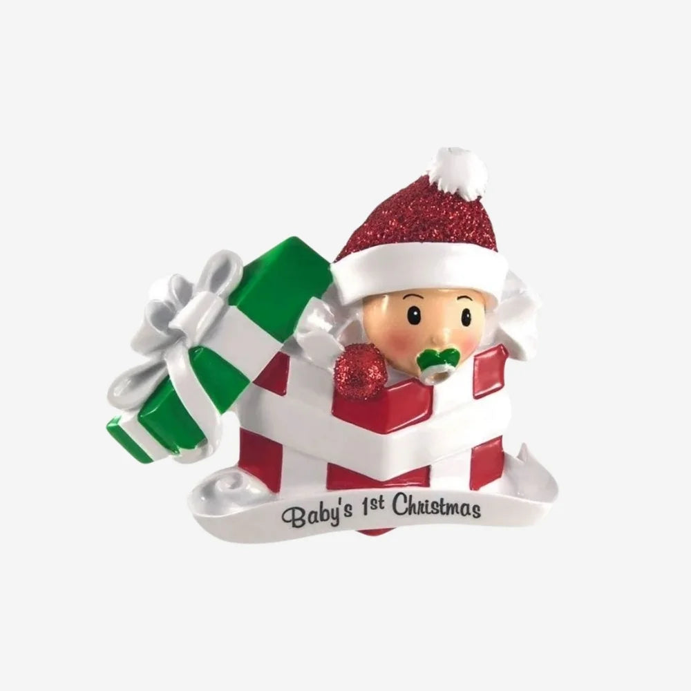 Baby’s first Christmas personalised decoration girl boy surprise