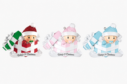 Baby’s first Christmas personalised decoration girl boy surprise